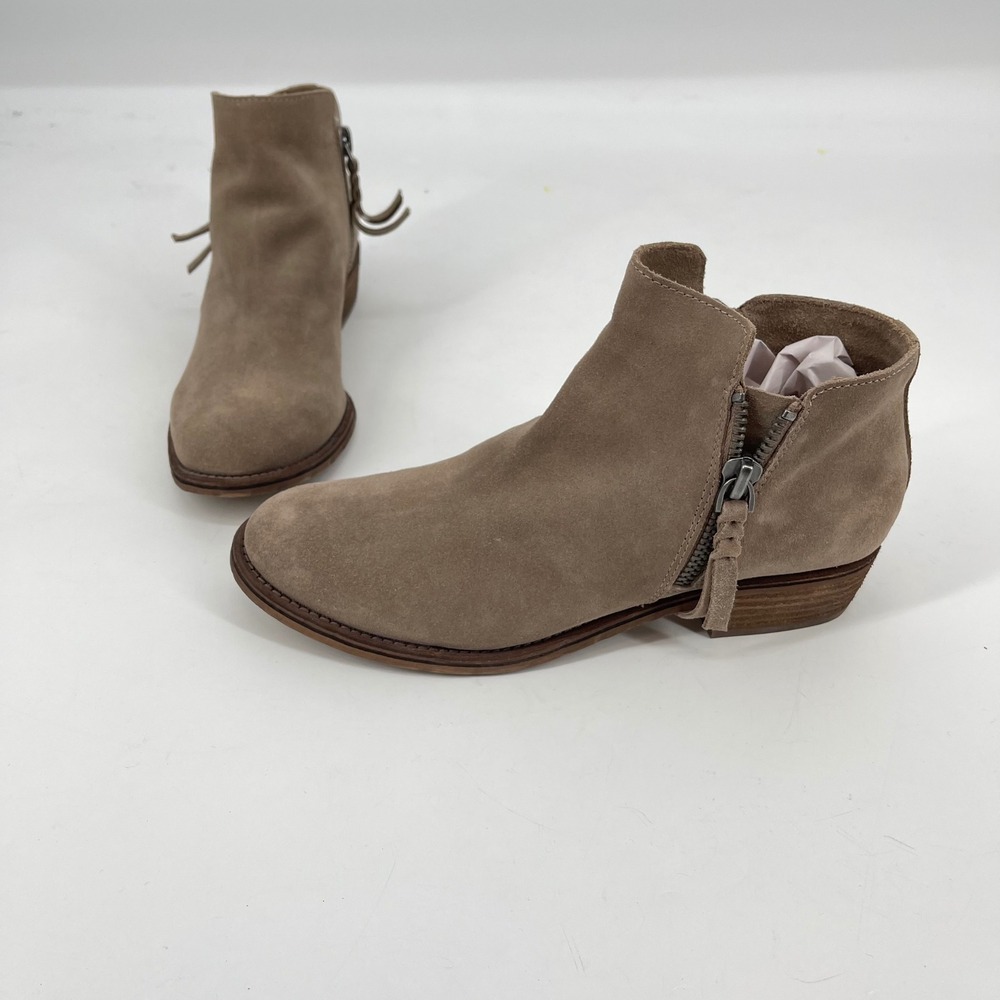 Dolce Vita Womens Suede Ankle Boots Side Zip Tan Brown Block Heel Booties 10